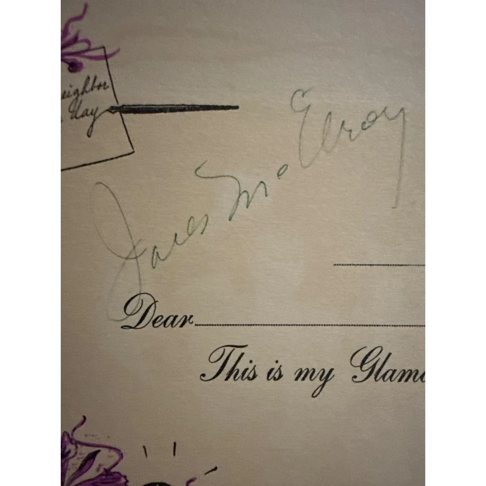 Breakfast in‎ Hollywood Souvenir Oversized Postcard Autograph Jack McElroy 1940s